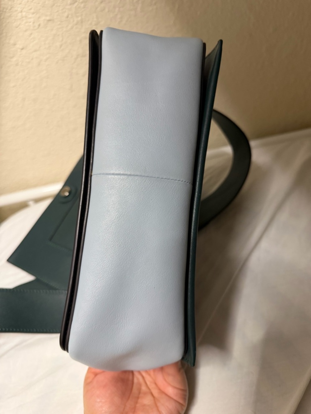 Céline Paris Two-Tone Leather Shoulder Bag - blue & Dark Green - Picture 12 of 12